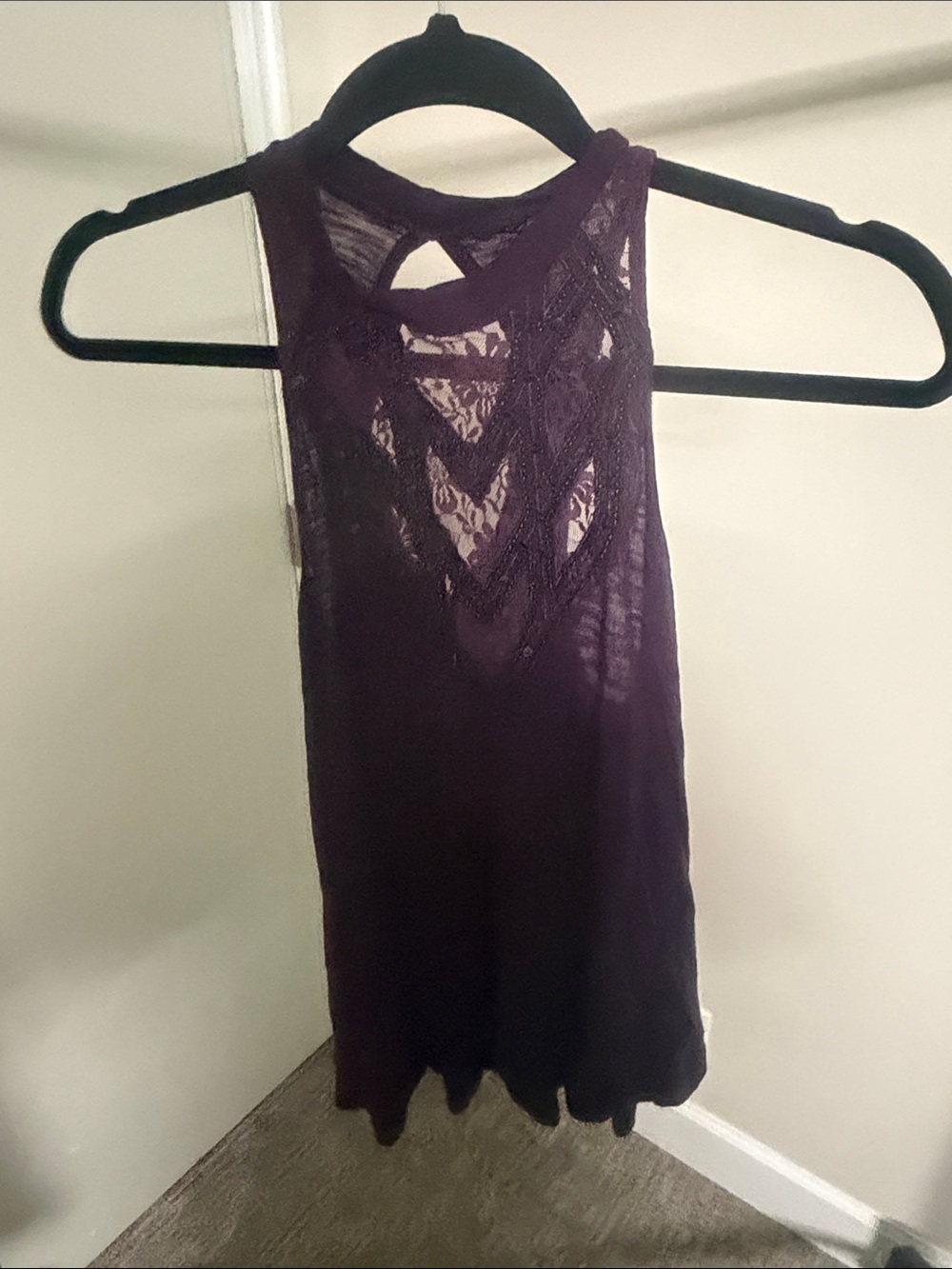 Express Purple Lace-Back Racerback Tank